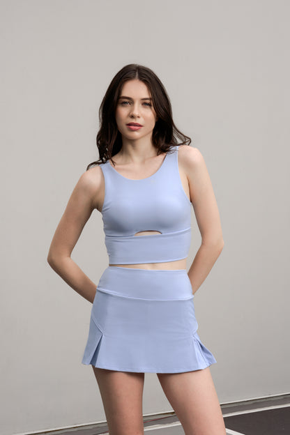 Classic Fashionable Crop Top Solid - Kentucky Blue