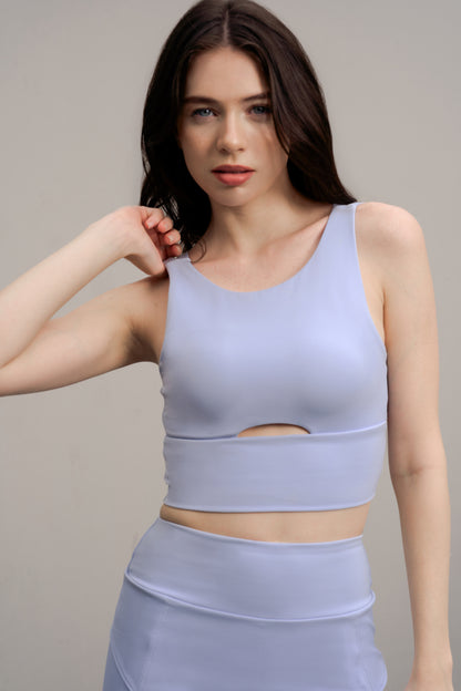 Classic Fashionable Crop Top Solid - Kentucky Blue