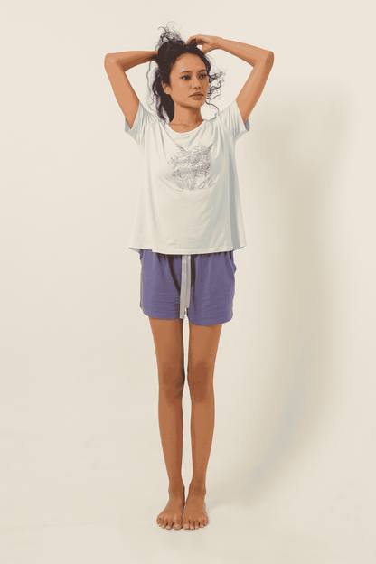 Printed Tencel T-Shirt - Light Blue