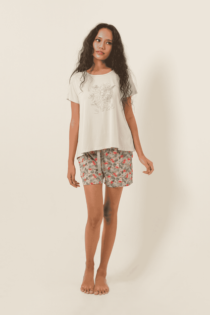 Printed Tencel T-Shirt - Light Gray