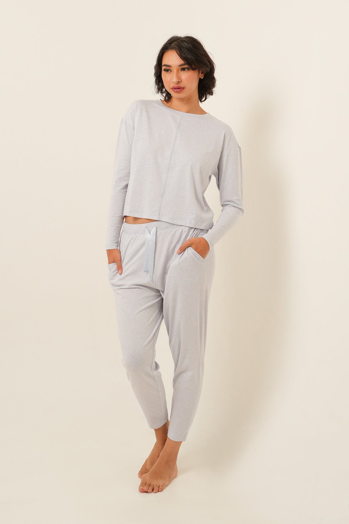 Modal Tencel Long Sleeves Top - Light Blue