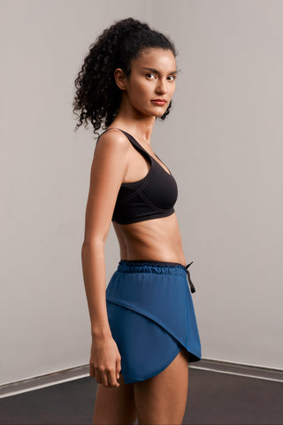 Sculpting Line Comfort Sports V Neck Training  2 in 1 Set  - Majolica Blue & Black