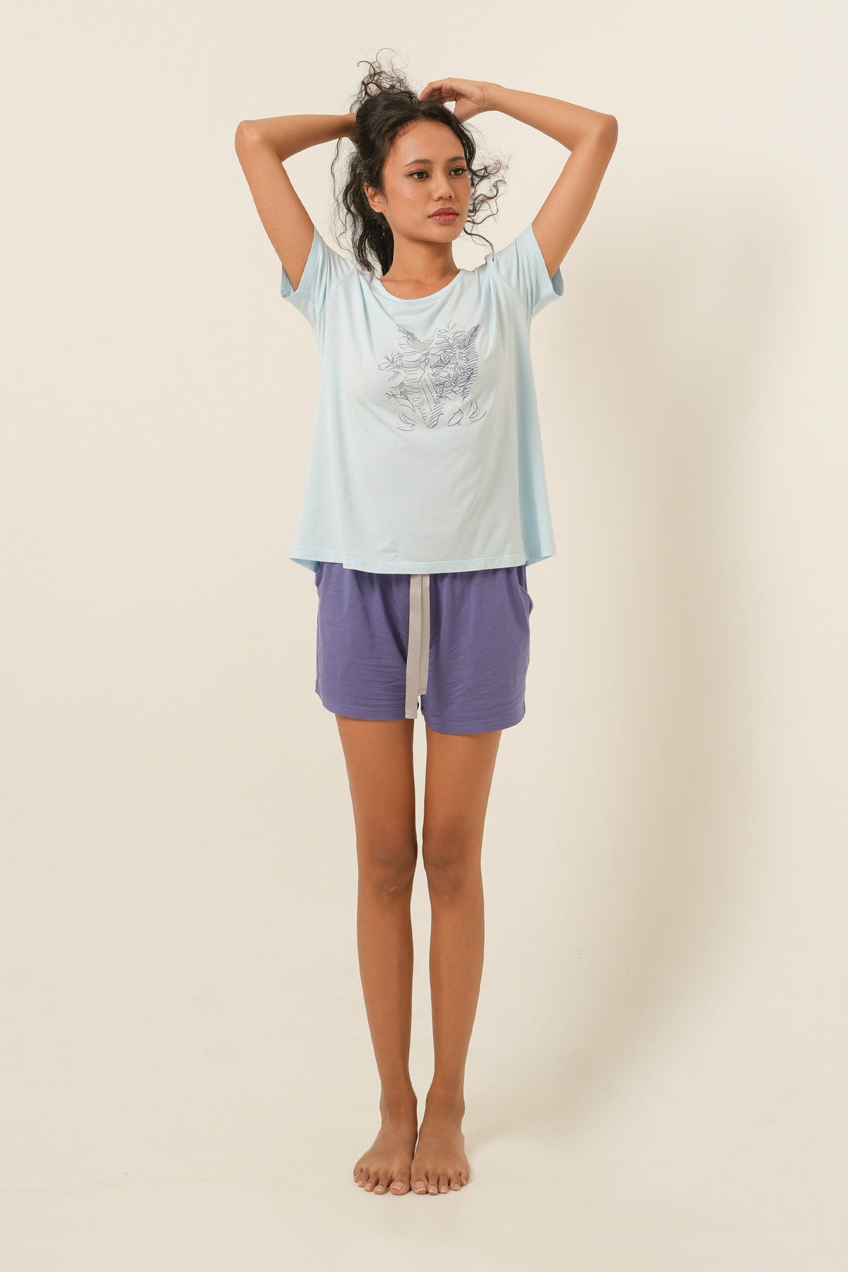 Plain Tencel Short Pants - Tropical