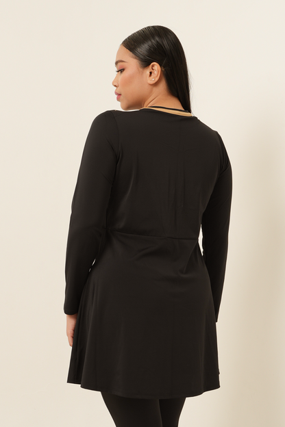 Gold Foil Modest Swimsuit - Black