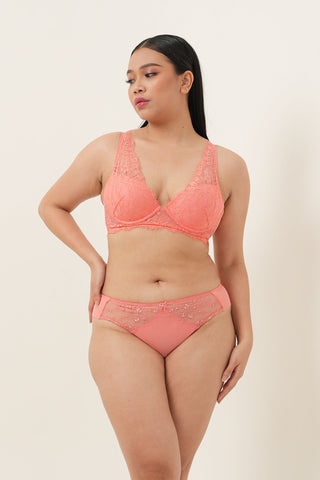Longline Eyelash Bra - Coral