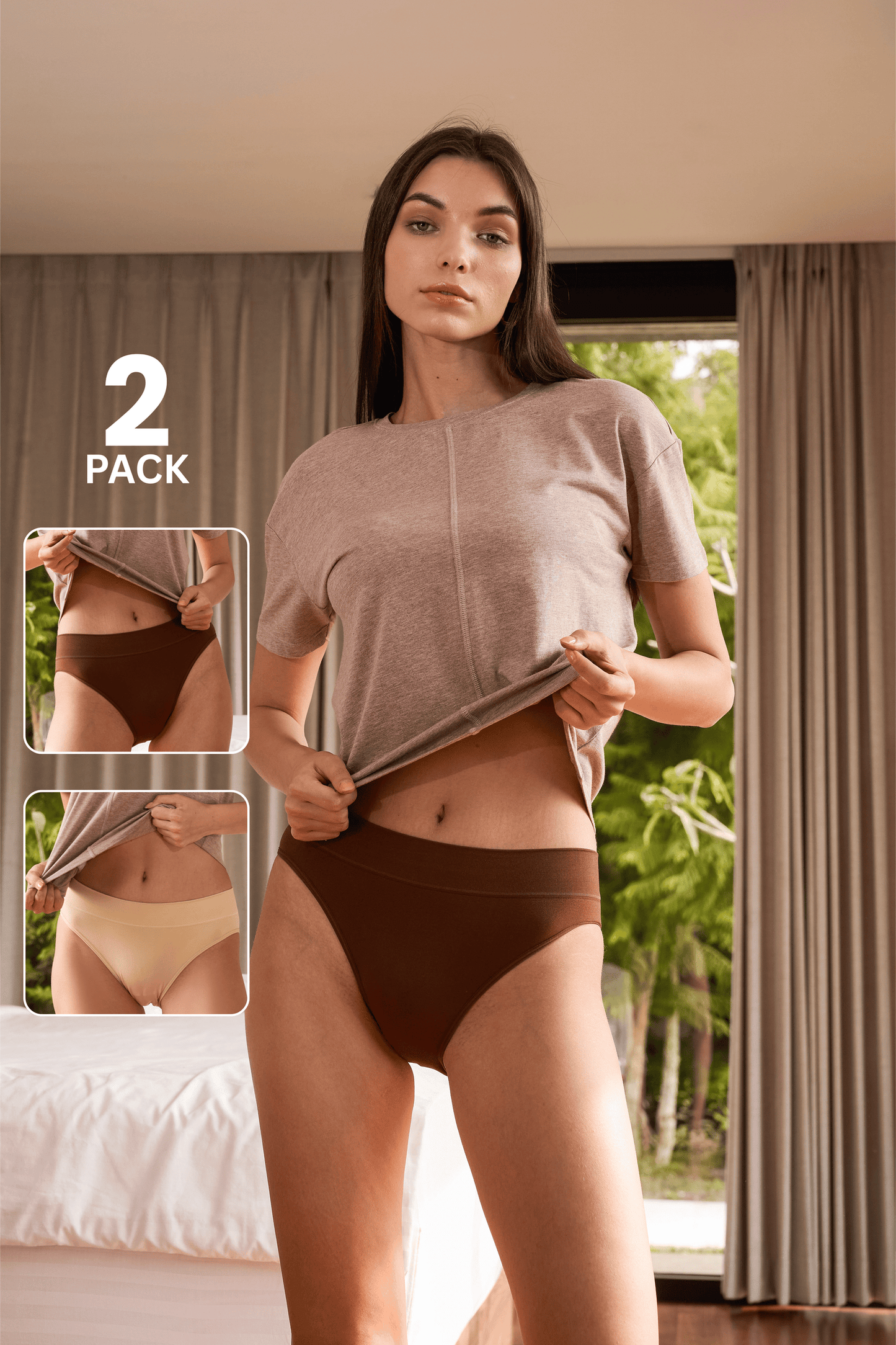 Twin Pack Mid Rise Seamless Basic Brief (2 pcs in 1 pack)