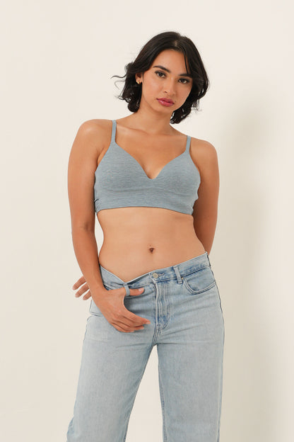 Longline Triangle Bra - Denim Blue