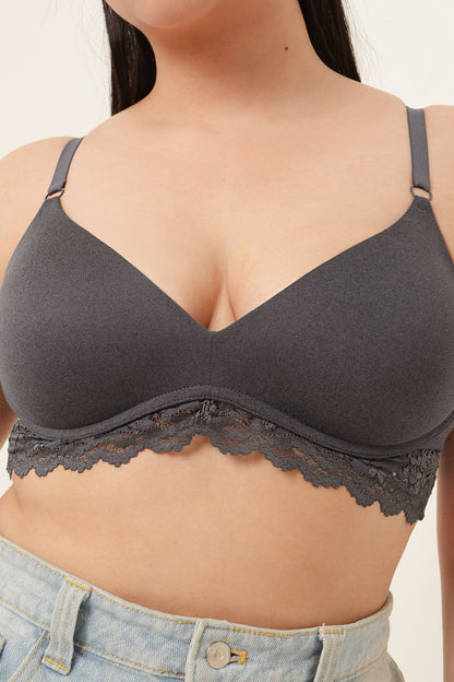 Bra Tanpa Kawat Pengangkat Seksi Alami - Biru Denim &amp; Biru