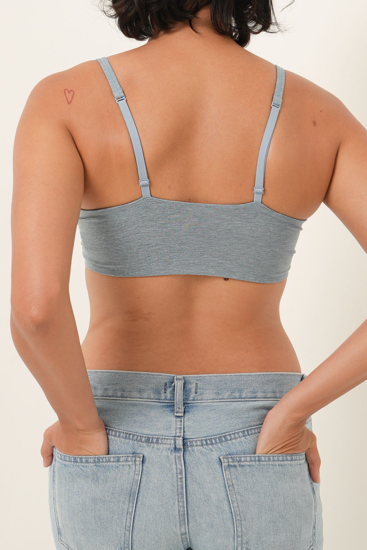 Longline Triangle Bra - Denim Blue