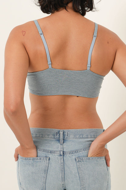 Longline Triangle Bra - Denim Blue