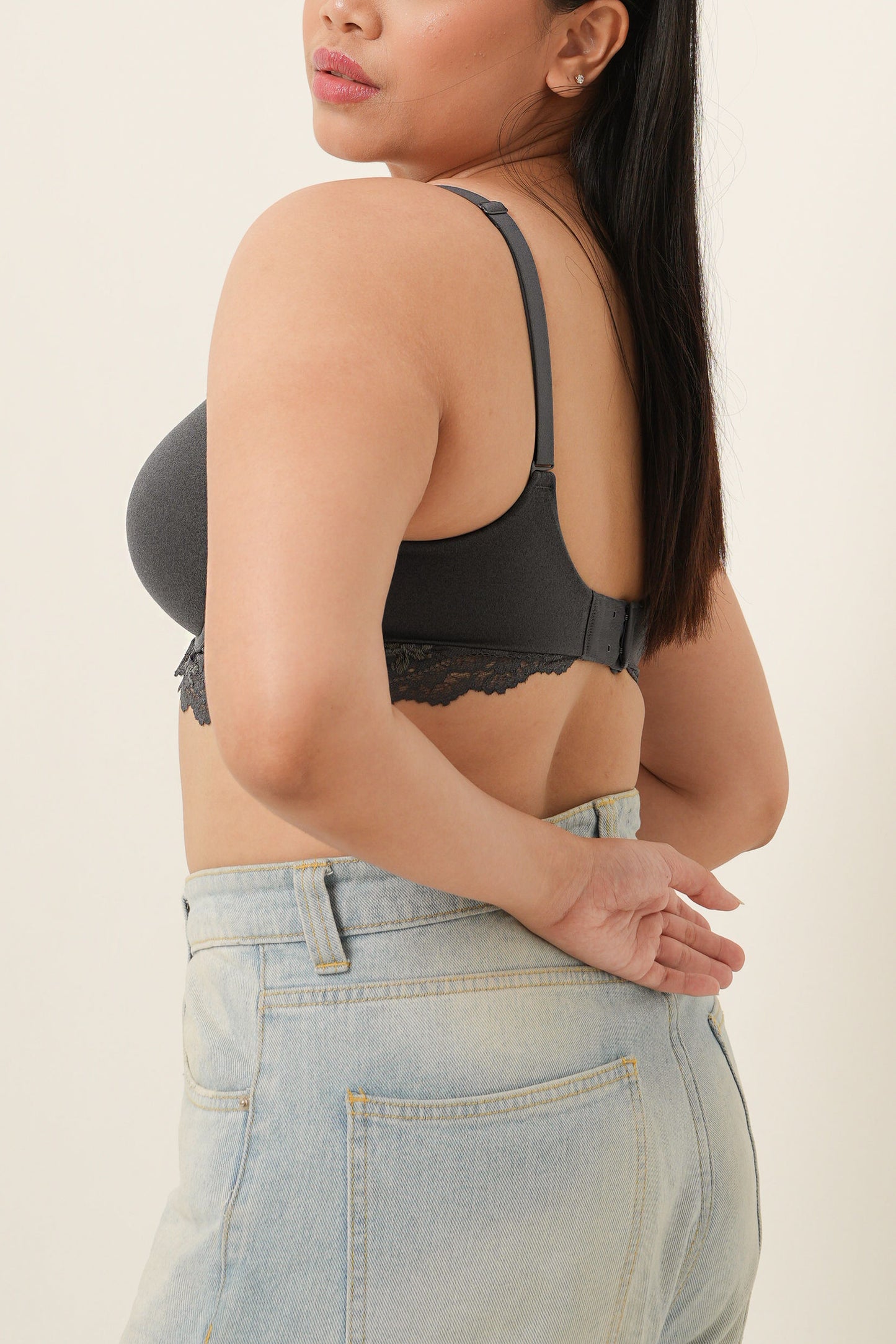 Bra Tanpa Kawat Pengangkat Seksi Alami - Biru Denim &amp; Biru