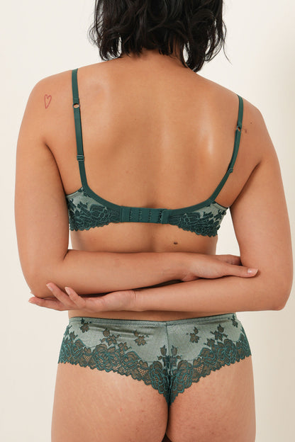 Bra Tanpa Kawat Dua Warna dengan Bantalan Nyaman - June Bug &amp; Chinois Green