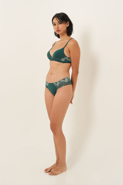 Bra Tanpa Kawat Dua Warna dengan Bantalan Nyaman - June Bug &amp; Chinois Green