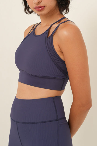 Longline Light Sports Bra - Indigo
