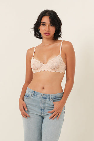 Bra Kawat Bunga Tanpa Bantalan - Krem Cokelat