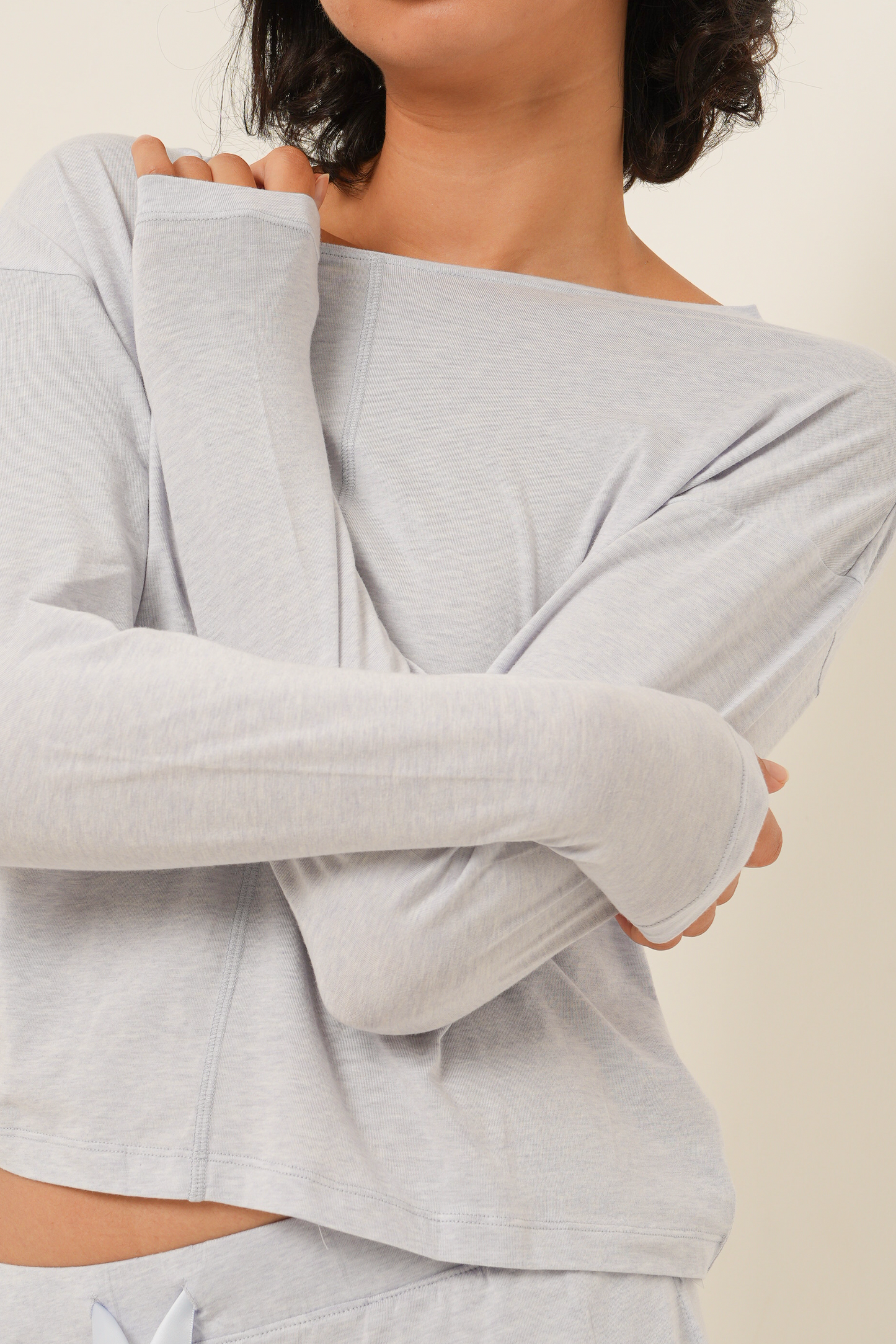Modal Tencel Long Sleeves Top - Light Blue