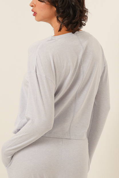 Modal Tencel Long Sleeves Top - Light Blue
