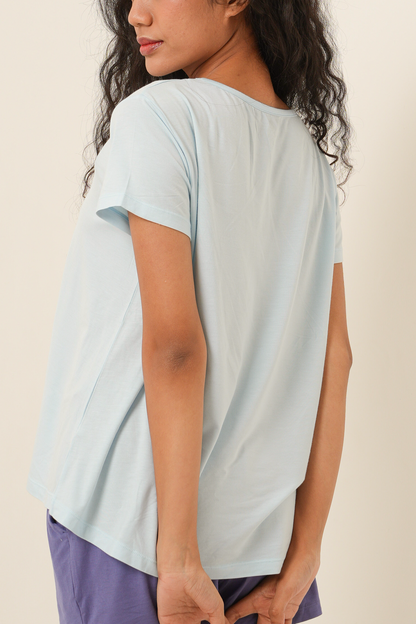Printed Tencel T-Shirt - Light Blue