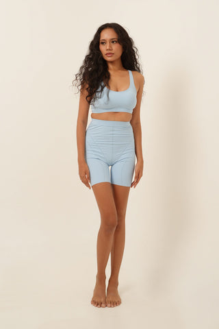 Sculpting Line Comfort Round Neck Biker Set - Light Blue