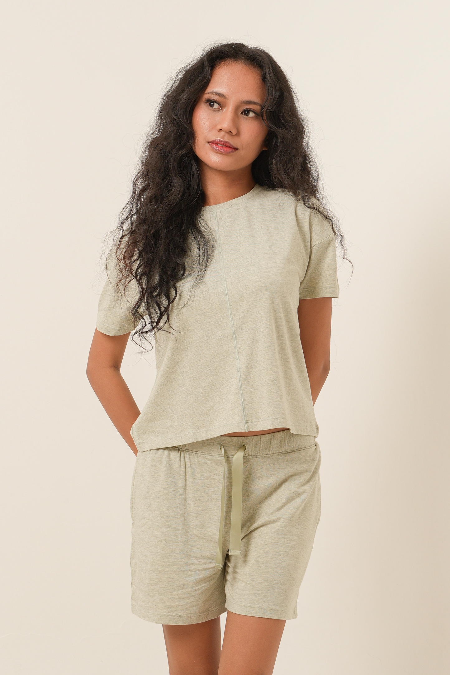 [Buy 1 Get 1] Modal Tencel Short Sleeves Top - Light Green
