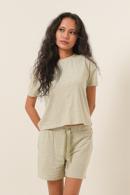 [Buy 1 Get 1] Modal Tencel Short Sleeves Top - Light Green