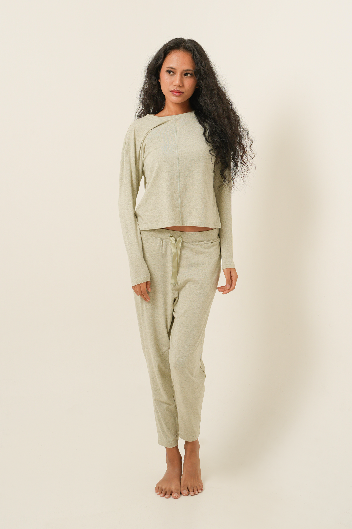 [Buy 1 Get 1] Modal Tencel Long Sleeves Top - Light Green