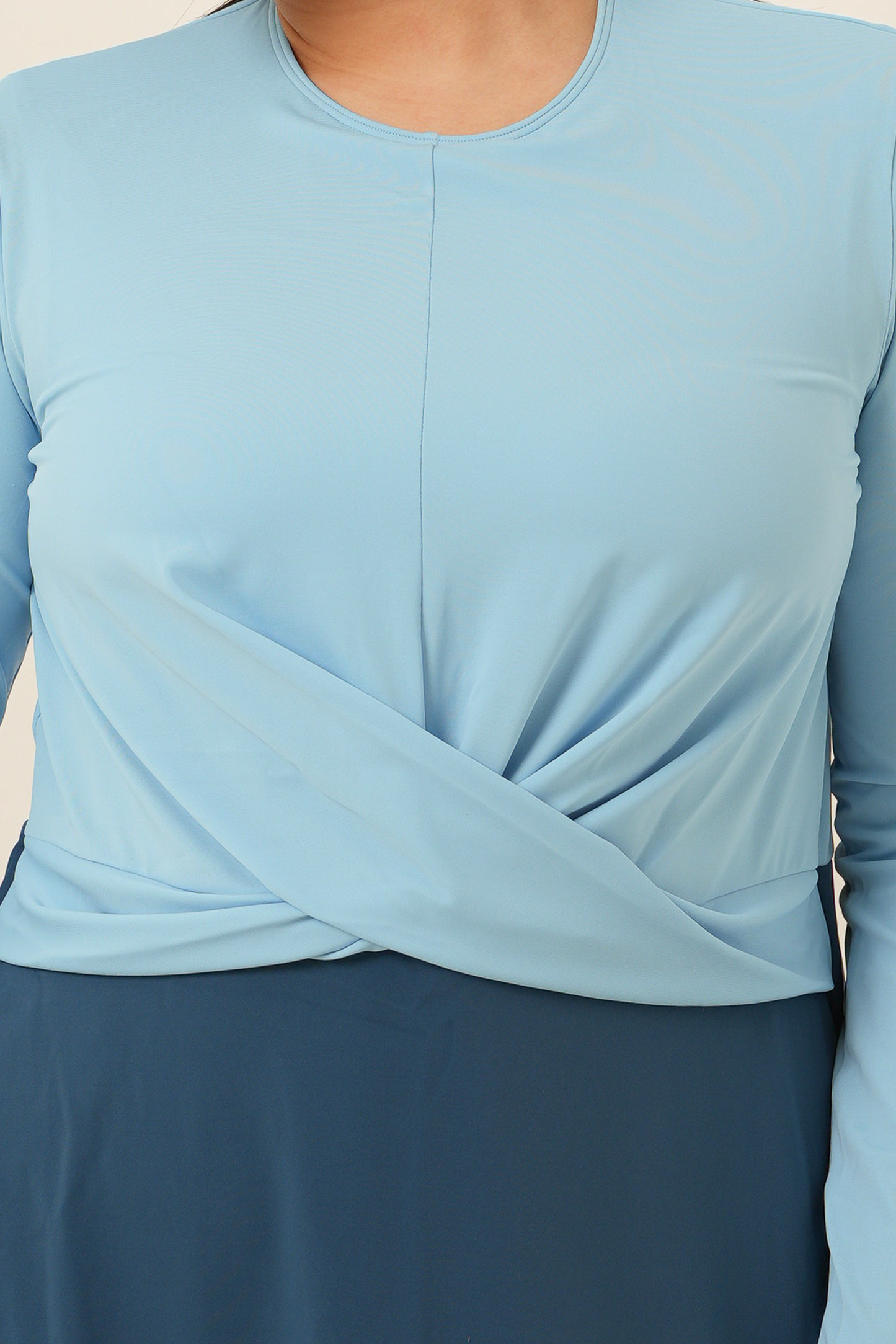 Twisted Modest Swimsuit - Light Blue