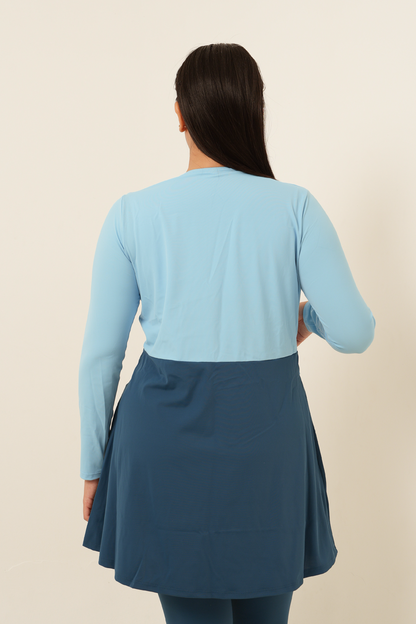 Twisted Modest Swimsuit - Light Blue