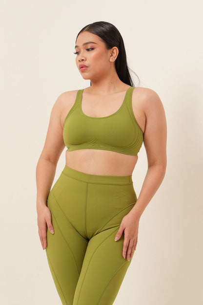 Set Legging Leher Bulat Nyaman Sculpting Line - Hijau Rumput