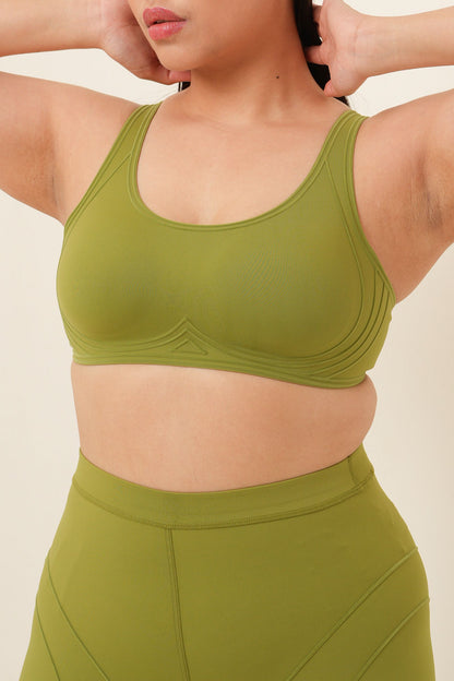 Set Legging Leher Bulat Nyaman Sculpting Line - Hijau Rumput