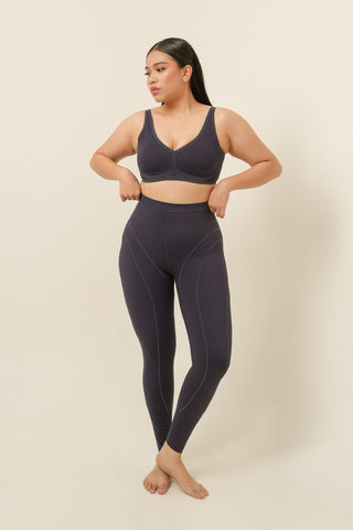 Sculpting Line Comfort V Neck Leggings Set - Navy