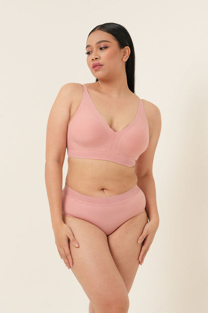 Bralette Panjang Sculpting Comfy - Merah Muda