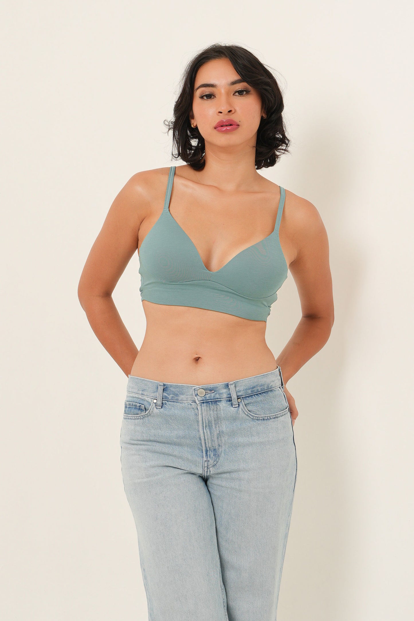 Longline Triangle Bra - Teal