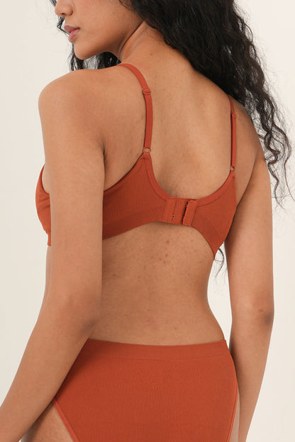 Seamless Plunge Bra - Terracotta