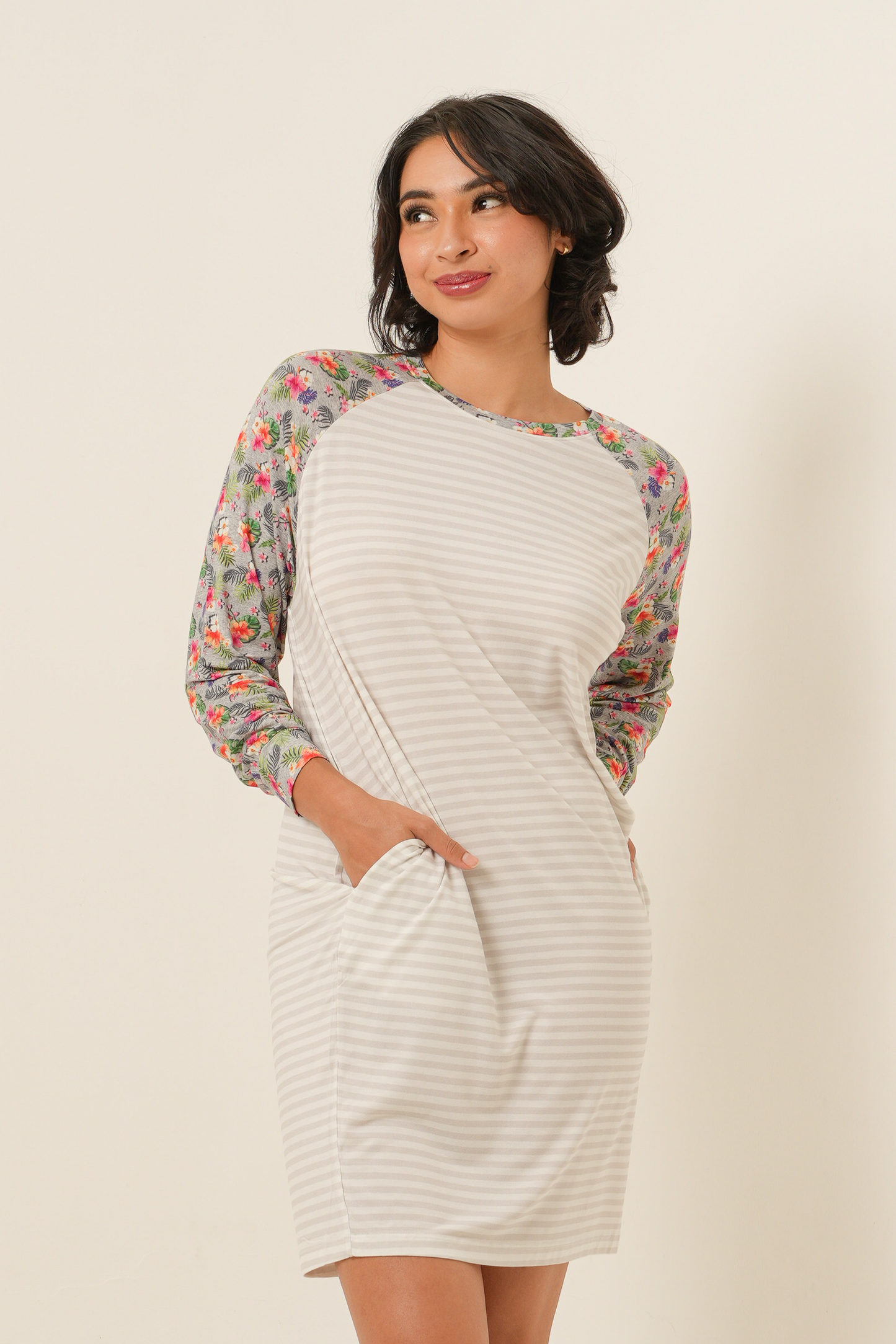 Stripes Tencel Nightgown - Tropical