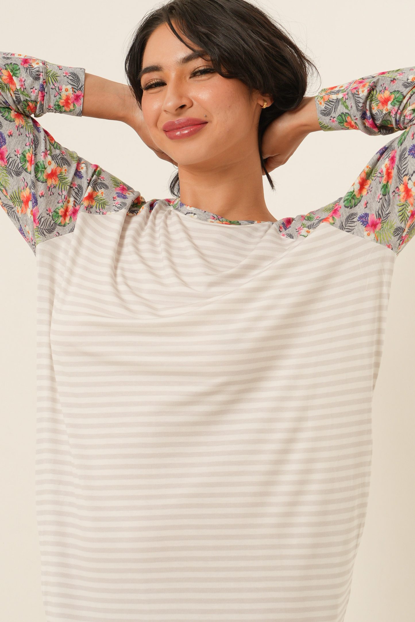 Stripes Tencel Nightgown - Tropical