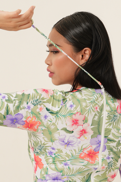 Classic Long Sleeves Swimsuit - Tropical