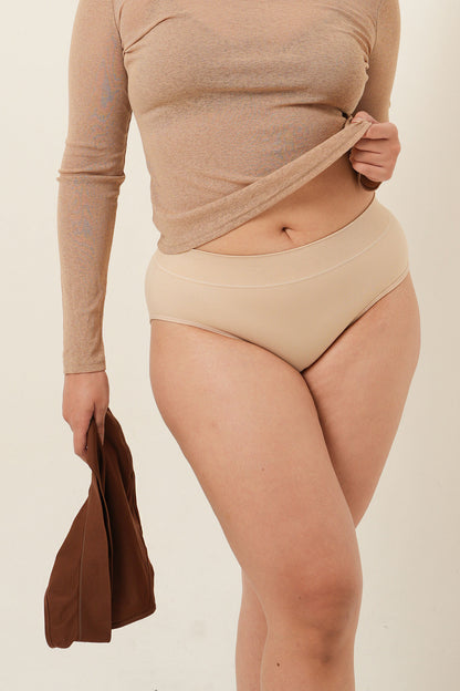 Twin Pack Mid Rise Basic Brief - Ivory & Umber (2 pcs in 1 pack)