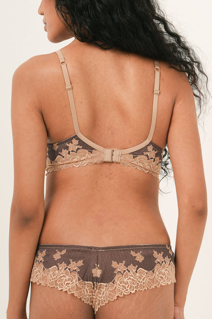 Bra Tanpa Kawat Dua Warna dengan Bantalan Nyaman - Natural &amp; Ungu Muda