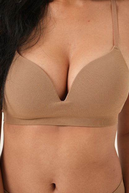 Seamless Plunge Bra - Umber