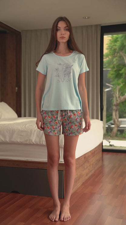 Printed Tencel T-Shirt - Light Blue